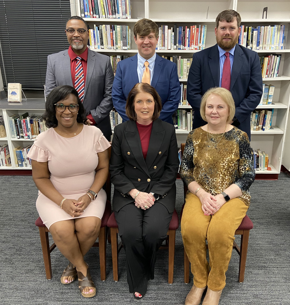 The current Thomasville City Board of Education includes (standing) Marshall Pritchett, Jim Davis and Taylor Williams; (seated) Tiffany Rodgers-Shamburger, Vickie Morris (school superintendent) and Rita Nichols.