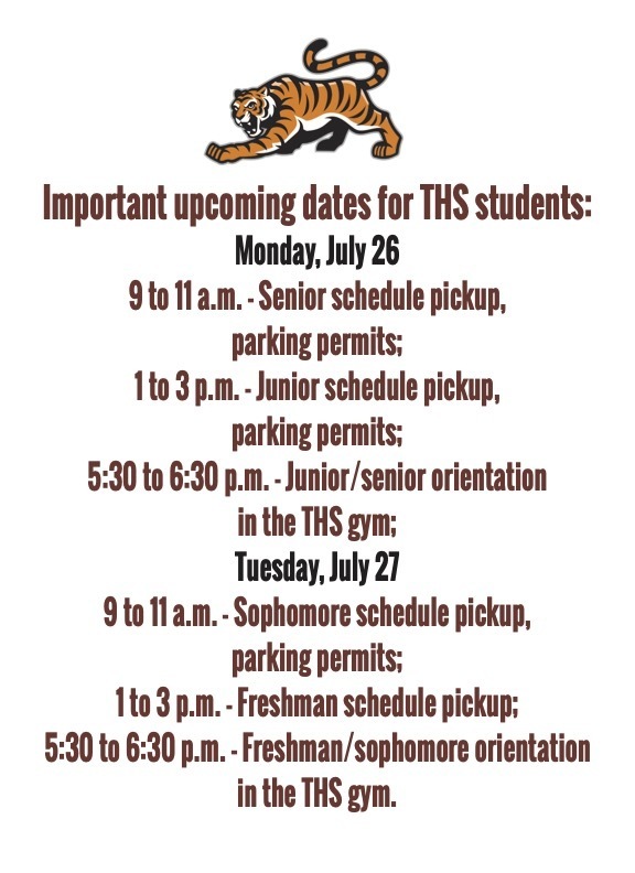 Important dates for THS 2021-2022