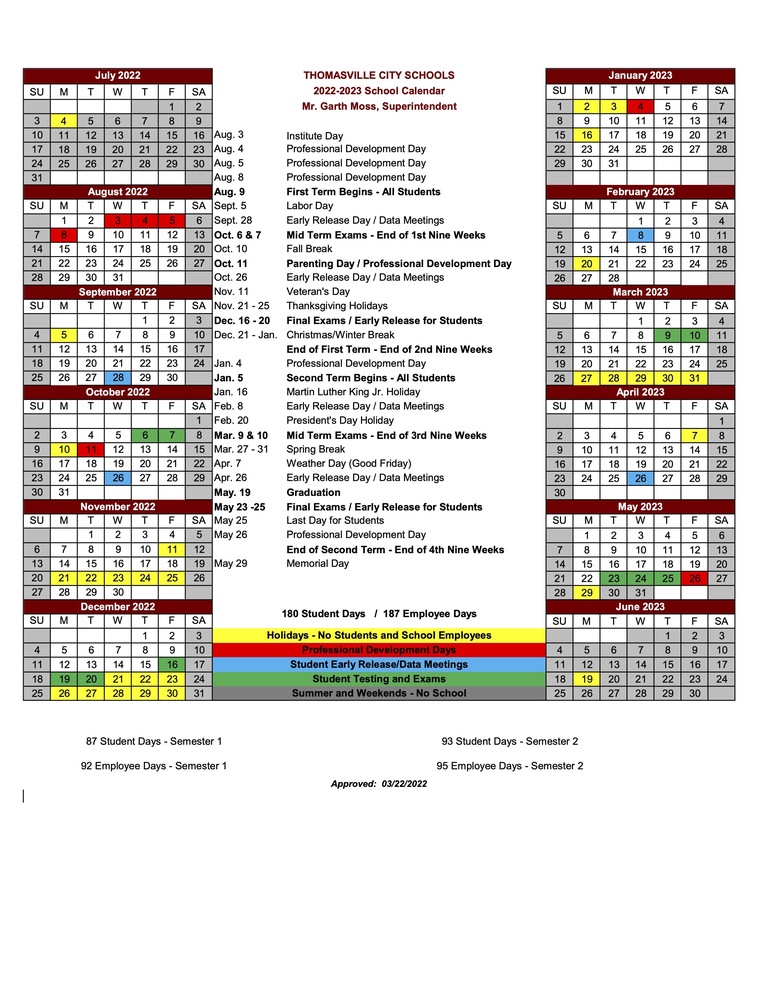 School system calendar 22-23