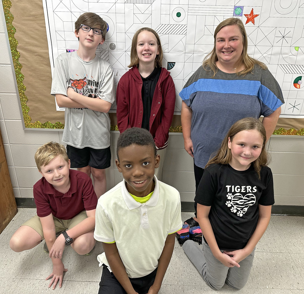 Pictured are sixth grade students (top) Kade Newton, Miriam Pugh, and Andi Clanahan Pate, TCS Gifted Specialist; (bottom) Kade Diamond, Ayden Winters and Laykin Smith.