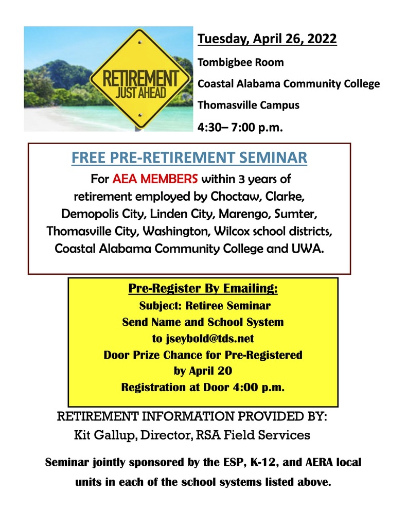 Free Pre-Retirement Seminar April 26 at Coastal Alabama