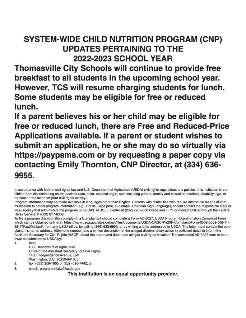 If a parent believes his or her child may be eligible for free or reduced lunch, there are free and reduced-price applications available. https://paypams.com