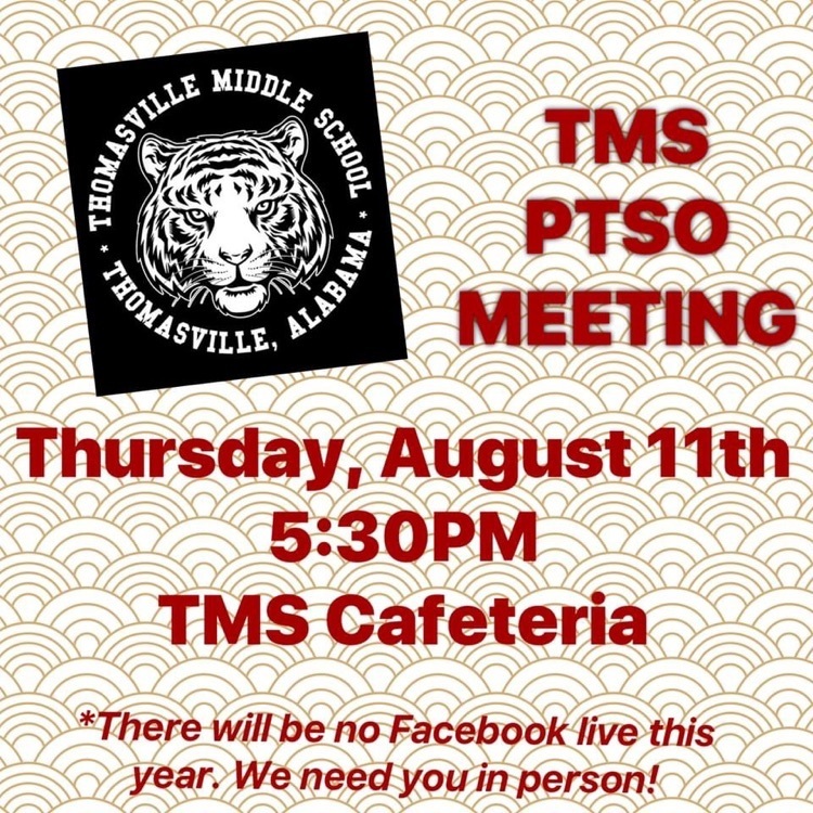TMS PTSO meeting notice Aug. 11 school cafeteria 