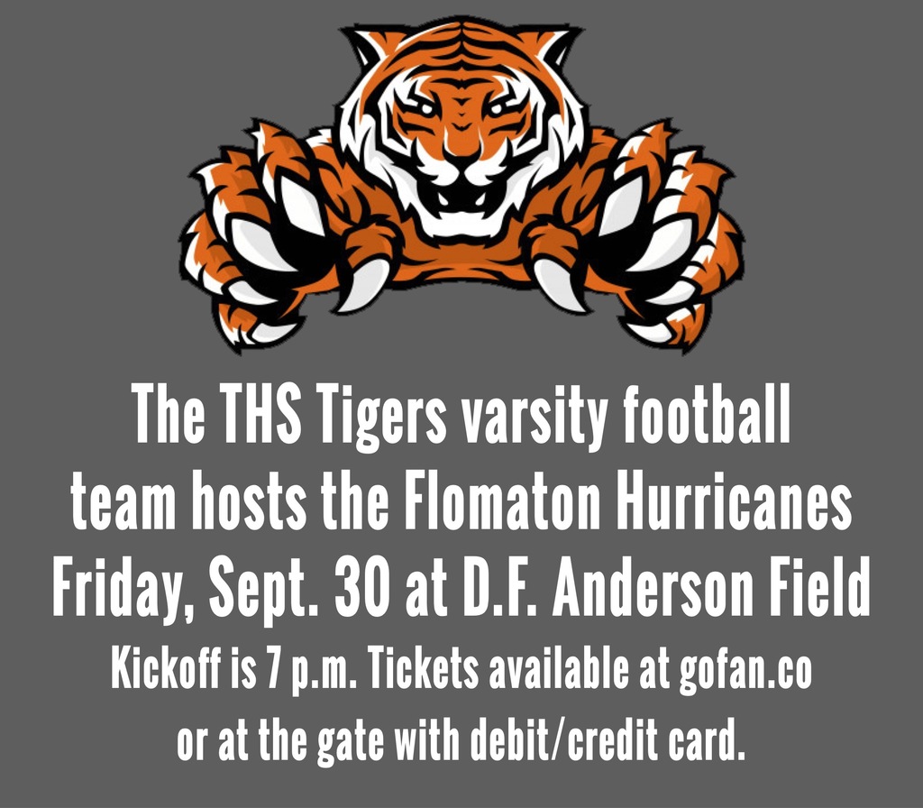 THS Tigers football hosts Flomaton on Sept. 30
