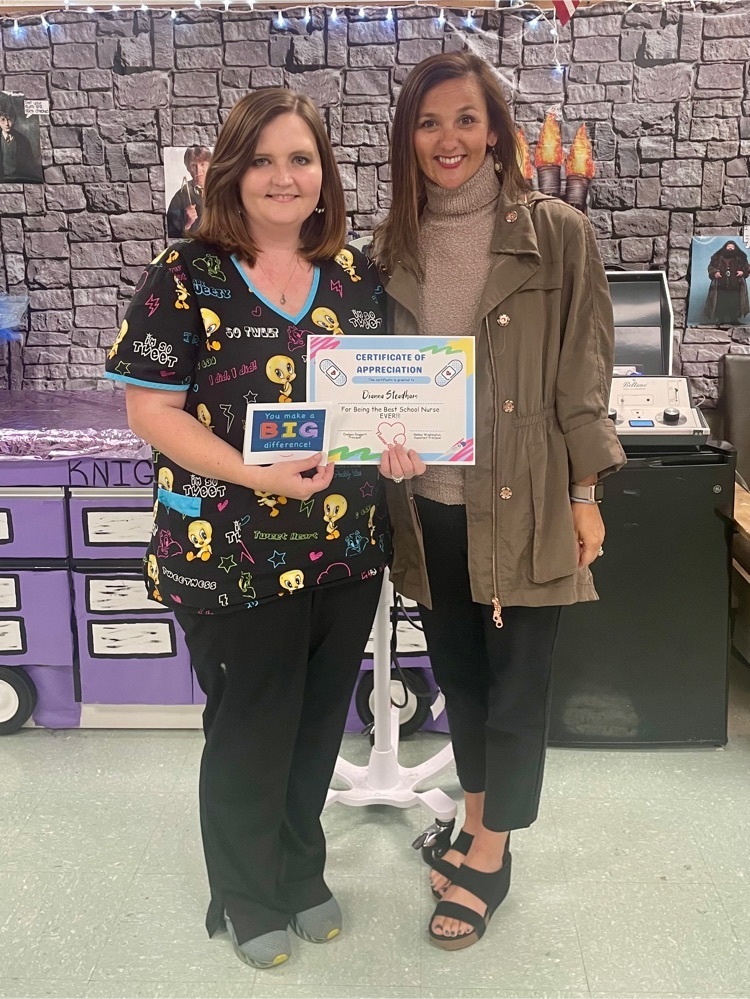Dianna Steadham (left), school nurse at Thomasville Elementary School, was recognized for her service during School Nurse Day. She is pictured with Chelsea Doggett, TES Principal.