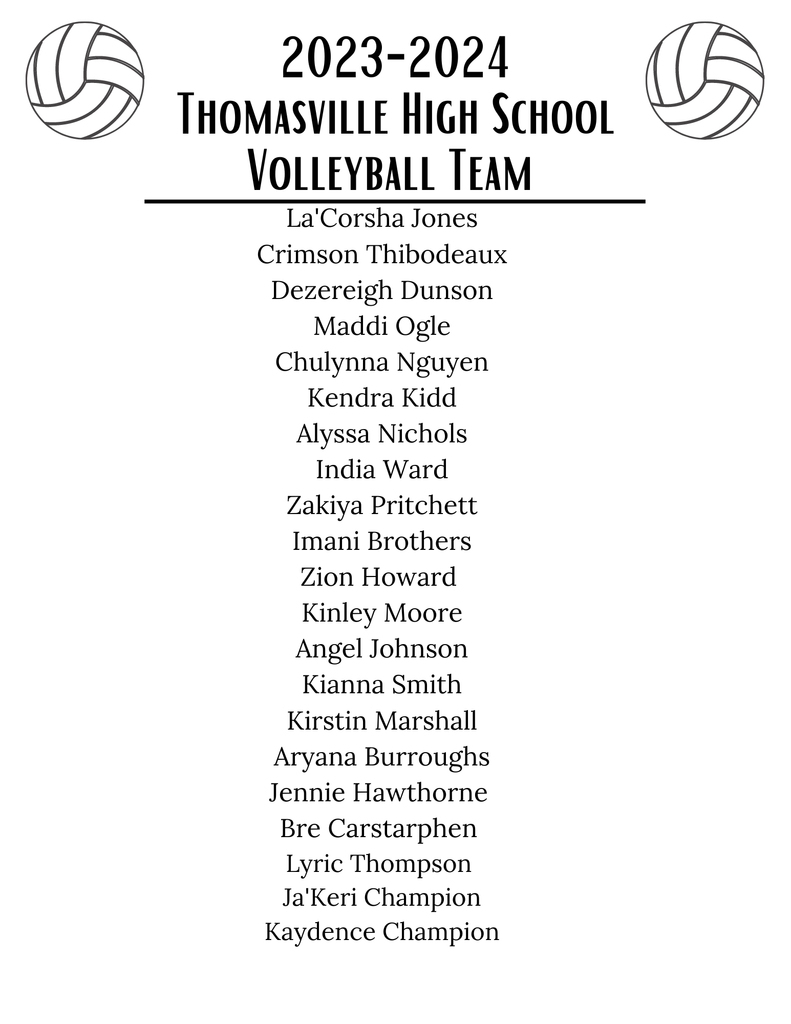 The THS volleyball team roster for 23-24 has been released.