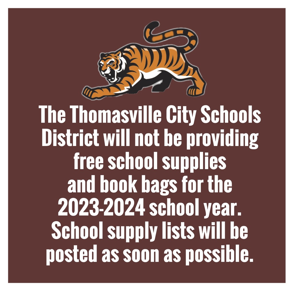 The Thomasville City Schools District will not be providing free school supplies and book bags for the 2023-2024 school year.